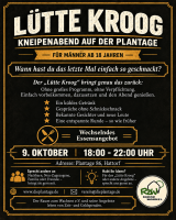 Freitag, 9. Oktober, 18h, Kneipenabend "Lütte Kroog"